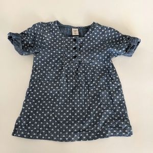5T Girls Tunic Top Navy Heart Print Short Sleeve Casual Cool Modern Blouse